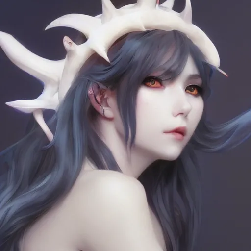 Prompt: a beautiful anime girl wtih demon horns and bat wings,white hair,full body painting,by Greg Rutkowski and Ilya Kuvshinov and Alphonse Maria Mucha and Miho Hirano,super clear details,hyper realistic,trending on artstation,8k