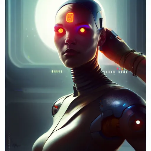 Image similar to cyborg, female, science fiction, portrait, highly detailed, digital painting,, concept art, sharp focus, illustration, art by artgerm and greg rutkowski and magali villeneuve and ilya kuvshinov!