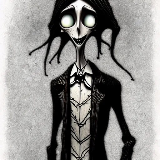 Prompt: grunge cartoon drawing of a plushie by - michael karcz , in the style of corpse bride, loony toons style, horror themed, detailed, elegant, intricate