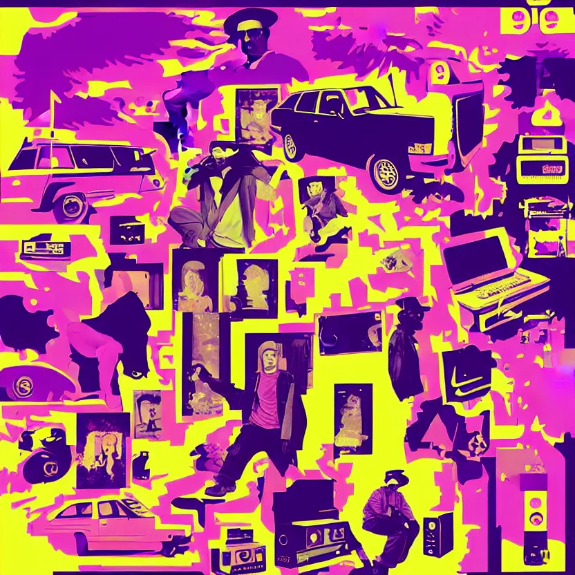 Image similar to “life in the 90s, digital art in the style of Mad Dog Jones and Jonathan Zawada”