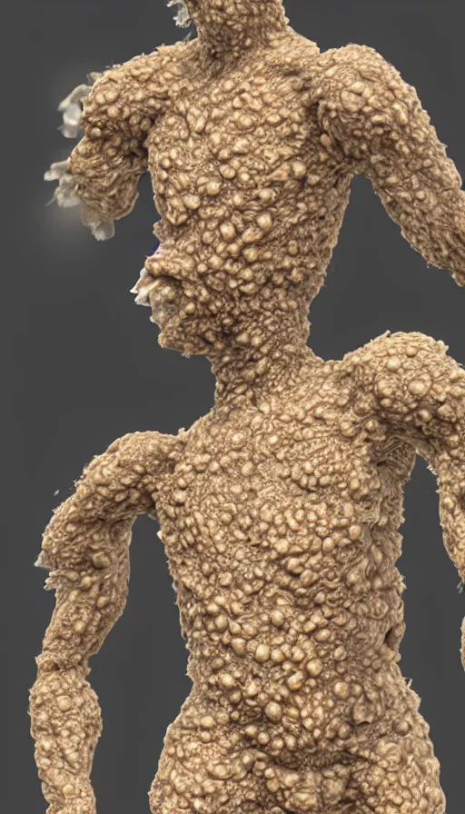 Prompt: a human fruit clothed with molds, fungus, 3 d render, photo realistic, highly detailed.