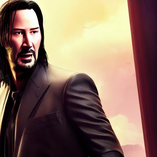 Image similar to Keanu reeves in pixar animated movie 4k octane render