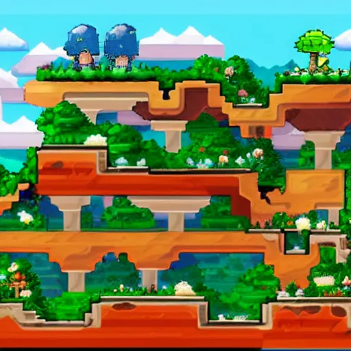 Image similar to a stunning landscape, made in maplestory style