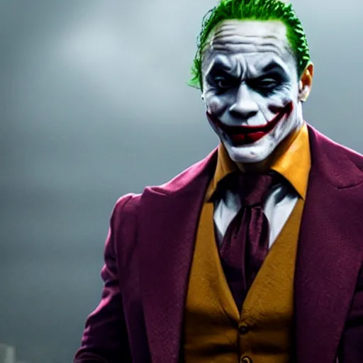 Prompt: the rock as the joker, movie still, d & d, fantasy, volumetric lighting, smooth lines, accurate, detailed