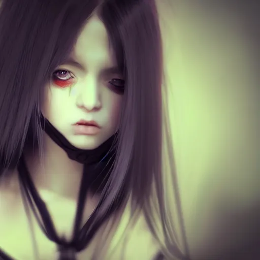 Prompt: photorealistic full shot portrait of angry darkness anime girl, electric aura, beautifull lovely eyes!!!!!!!!! inspired by tim burton, detailed, unreal engine 4 k, volumetric light, fog