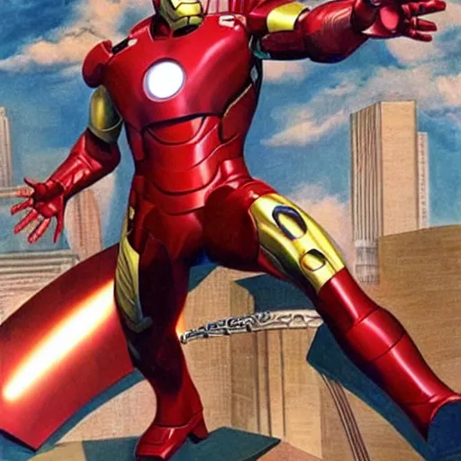 Prompt: iron man by alex ross