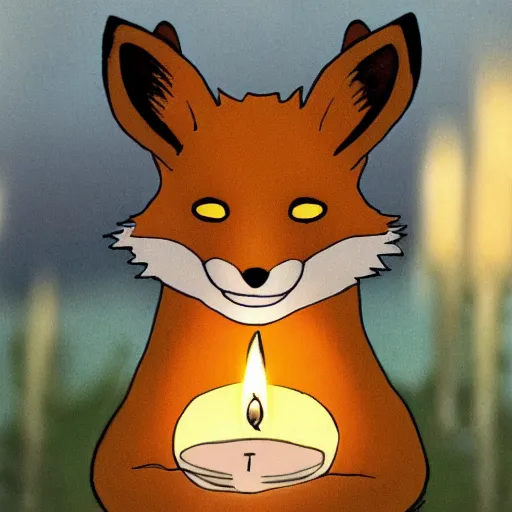 Image similar to a fox with candle head by studio ghibli