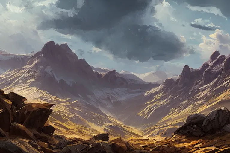 Image similar to rocky sandy mountain landscape. by simon fetscher
