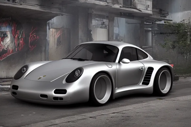 Image similar to porsche 9 5 9 cyberpunk concept car sitting on the side of the road, a detailed matte painting by zack snyder, trending on cg society, auto - destructive art, vray tracing, unreal engine 5, reimagined by industrial light and magic