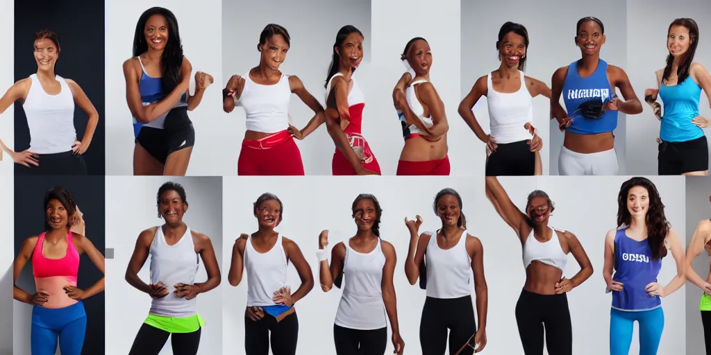 Image similar to Rough Sketch of Studio Photograph of starting line of many diverse marathon runners. multiple skintones. Frontal. Sports Advertising Campaign. Wide shot. Fashion Studio lighting. White background.