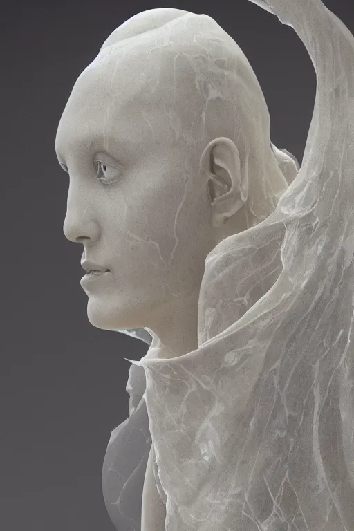 Prompt: a delicate renaissance marble sculpture covered with water veil, highly detailed transparent marble cloth, gi, global illumination, physically based rendering, photorealistic, top light, dark background painted by Wayne Barlowe, Greg Rutkowski, zdislav beksinski, Francis Bacon, Trending on artstation, artstationHD, artstationHQ, 4k, 8k