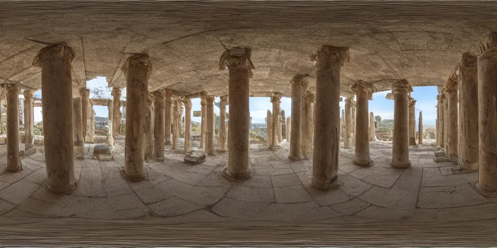 Image similar to Equirectangular projection of a 360 view inside a byzantine temple