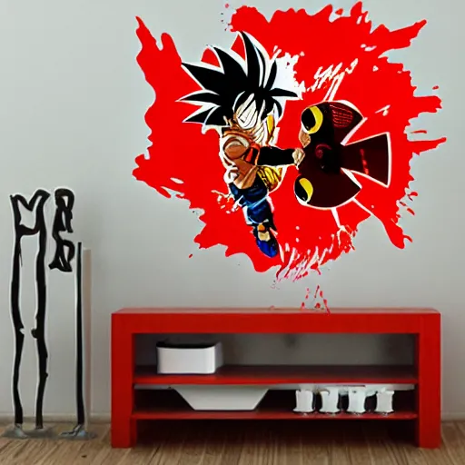 Image similar to die cut sticker, goku, gatling attack by luffy, splatter paint