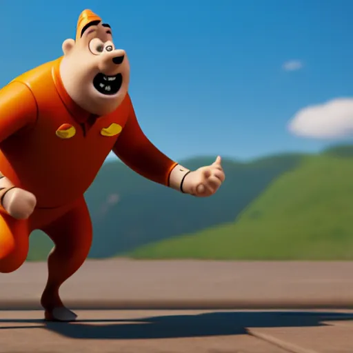 Image similar to tin tin, depicted as a pixar character, high quality cg render, 4 k