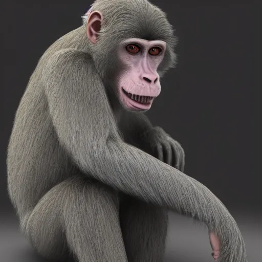 Prompt: vladimir putin is anthropomorphic monkey, 3 d render, by famous artist, horror