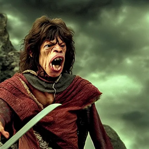 Image similar to Mick Jagger as an orc in Lord of The Rings 2001