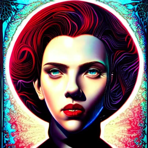 Image similar to Lofi Lovecraft Lovecraftian BioPunk scarlett johansson portrait Pixar style by Tristan Eaton Stanley Artgerm and Tom Bagshaw