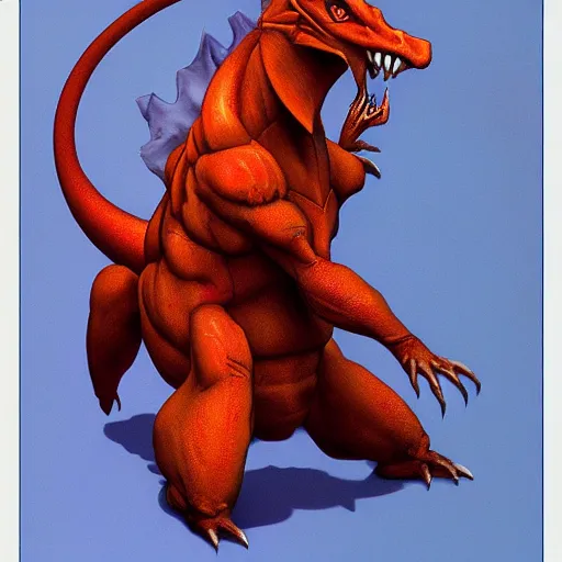 Prompt: a portrait of charizard, in the style of wayne barlowe