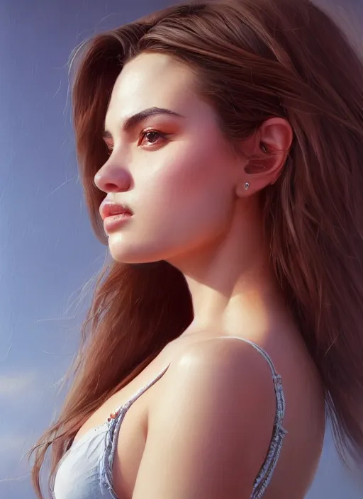 Prompt: top down photo of a gorgeous young woman in the style of stefan kostic, realistic, sharp focus, 8 k high definition, insanely detailed, intricate, elegant, art by stanley lau and artgerm