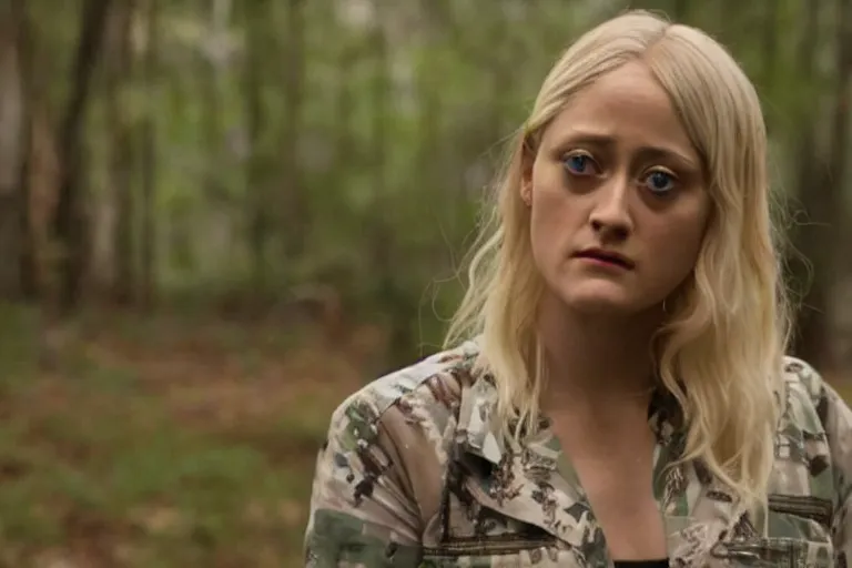 Image similar to A film still of an Olivia Taylor Dudley in Forest Gump, high detail