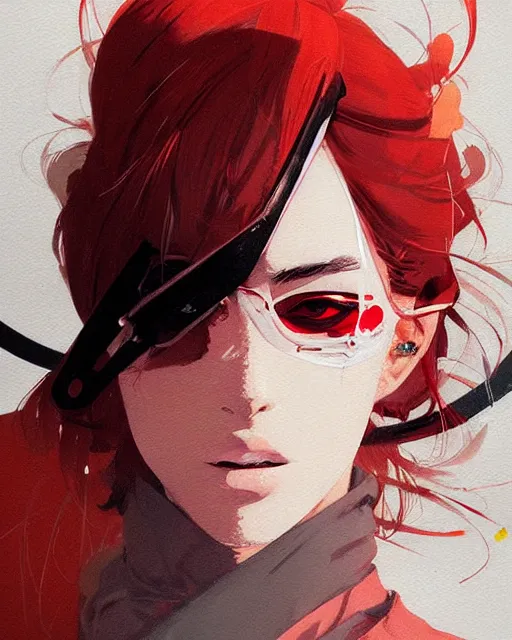 Prompt: a ultradetailed beautiful painting of a stylish woman with an eyepatch over her left eye, by conrad roset, greg rutkowski and makoto shinkai trending on artstation