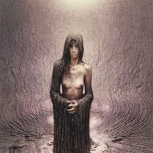 Image similar to ((black magic sorcerer with a book of spells)) by Beksinski, Luis Royo