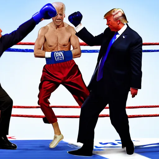 Image similar to joe biden vs donald trump boxing match