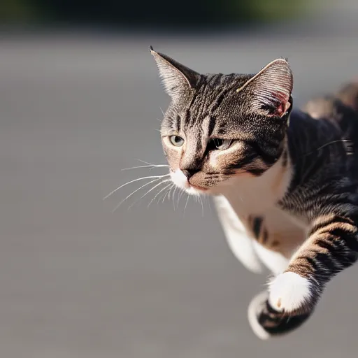 Prompt: photo of a fast blurry cat moving at the speed of light