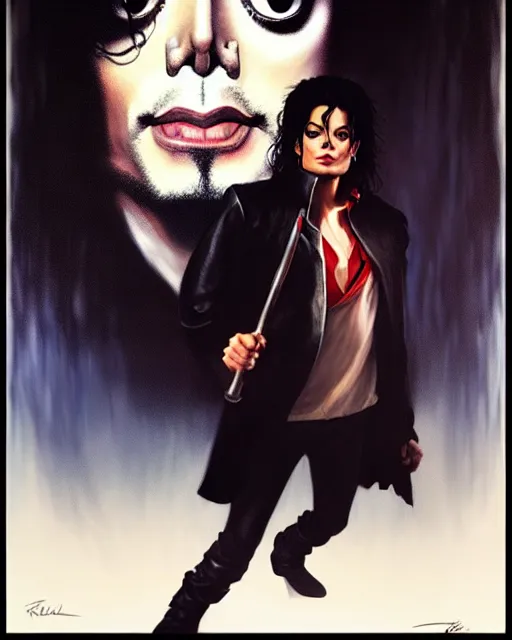 Image similar to michael jackson as jared from the labyrinth, suave looking, fine details, realistic shaded lighting poster by greg rutkowski, magali villeneuve, artgerm, jeremy lipkin and michael garmash and rob rey