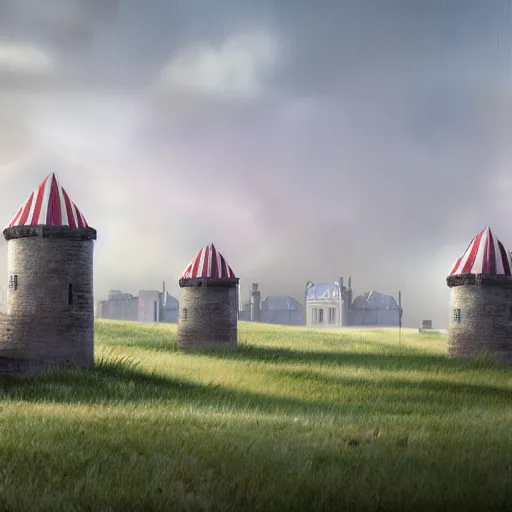 Prompt: Dublin striped chimneys matte painting 4k