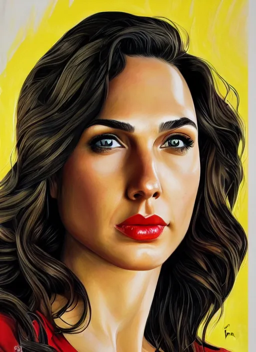 Image similar to portrait of gal gadot, usa president election, soviet propaganda poster, colored, artgerm, highly detailed