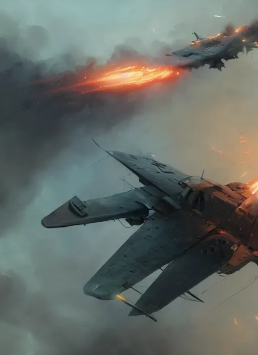 Image similar to An attack plane bombing the trenches, Battlefield 1, extremely detailed digital painting, in the style of Fenghua Zhong and Ruan Jia and jeremy lipking and Peter Mohrbacher, mystical colors, rim light, beautiful Lighting, 8k, stunning scene, raytracing, octane, trending on artstation