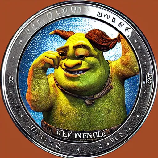 Image similar to reward coin shrek metal hacking connected network