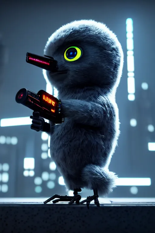 Prompt: high quality 3 d render shure 5 5 s microphone & very cute cyborg crow!, cyberpunk highly detailed, unreal engine cinematic smooth, in the style of blade runner & detective pikachu, hannah yata charlie immer, moody light, low angle, uhd 8 k, sharp focus
