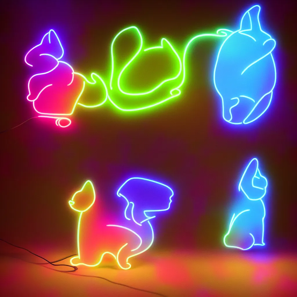 Prompt: glowing cat, neon light, octane render, 4k premiere pro, hyper realistic