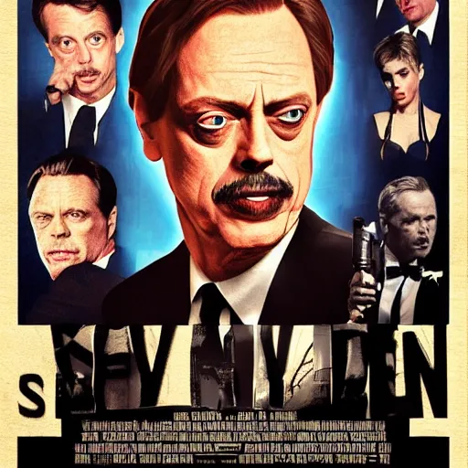 Prompt: Steve buscemi as 007, gritty, movie poster