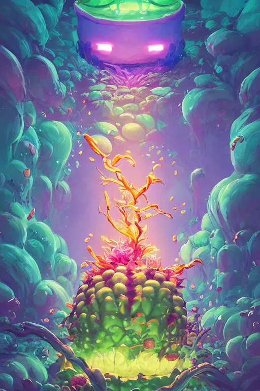 Image similar to roots cactus sushi cristal smurf ghost creature animal sushi cristal very big eye roots cactus elemental flush of force nature micro world fluo fishscale, behance hd by jesper ejsing, by rhads, makoto shinkai and lois van baarle, ilya kuvshinov, rossdraws radiating a glowing aura global illumination ray tracing hdr