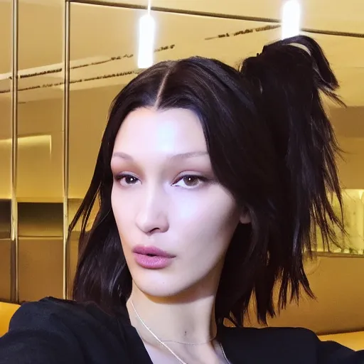 Prompt: bella hadid taking a selfie in seoul, photorealistic, dynamic light, ultra detailed