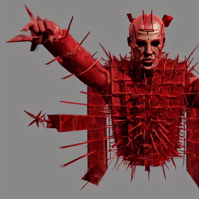 Image similar to hellraiser in mortal kombat, blood, videogame 3d render, 4k, artstation