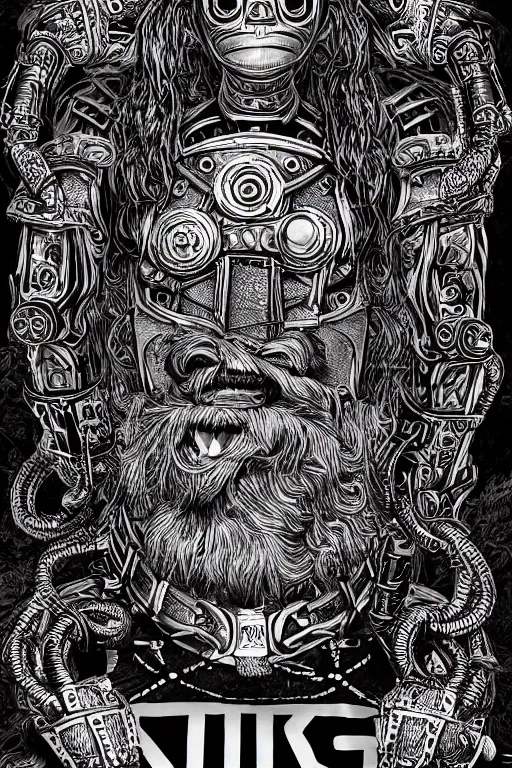 Image similar to robotic viking, handsome and strong, red beard, psychedelics, dmt, detailed intricate, 8 k, cinematic