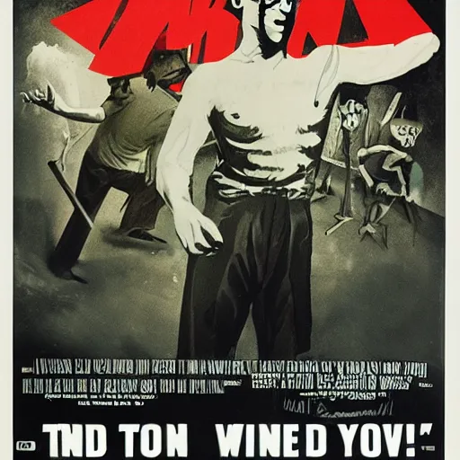 Image similar to old film poster zombie vr, text reads zombie