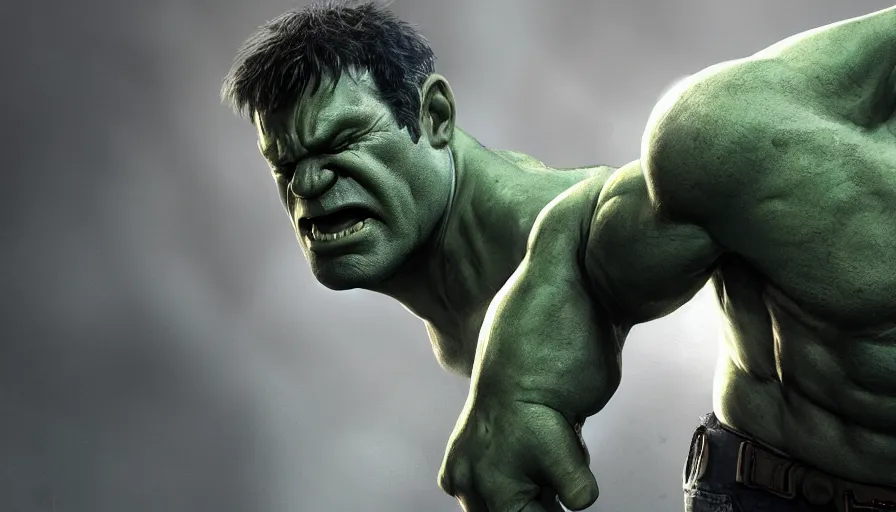 Image similar to bruce willis is hulk, hyperdetailed, artstation, cgsociety, 8 k