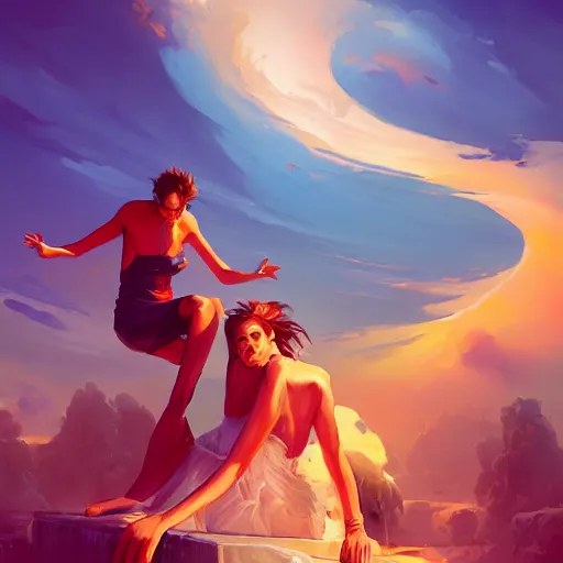 Image similar to hedonism, retrowave, behance hd, concept art by jesper ejsing, by rhads, makoto shinkai cyril rolando, madgwick