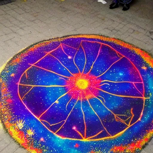 Image similar to Liminal space in outer space, rangoli!!!!!