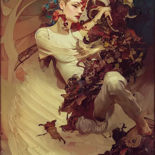 Prompt: art by joseph leyendecker, peter mohrbacher, ruan jia, marc simonetti, ayami kojima, cedric peyravernay, alphonse mucha, victo ngai