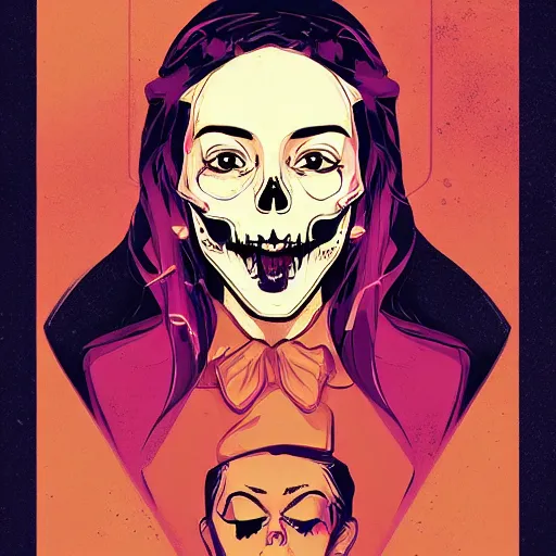 Image similar to portrait skull girl by petros afshar, tom whalen, laurie greasley, jc leyendecker and singer sargent