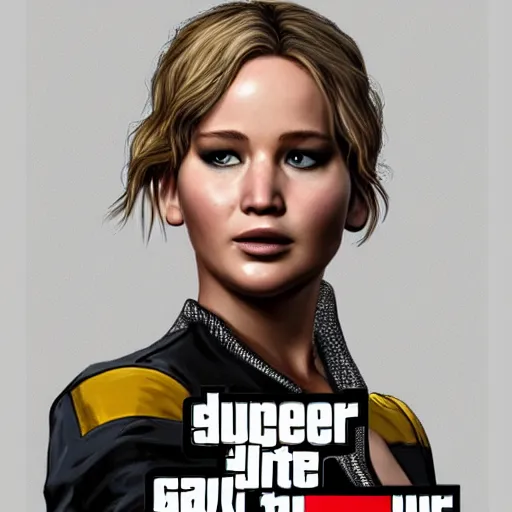 Image similar to jennifer lawrence in gta v, cover art by stephen bliss, intricate detail, trending on artstation