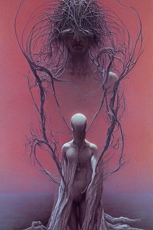 Image similar to an amazing masterpiece of art by gerald brom, Zdzisław Beksiński, force