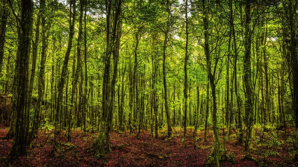 Prompt: Oversaturated photo of a forest