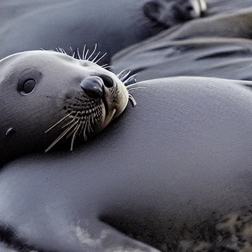 Image similar to a photo of a baikal seal with 300 seal eyes white eyeballs, 4k ultra hd, trending on instagram